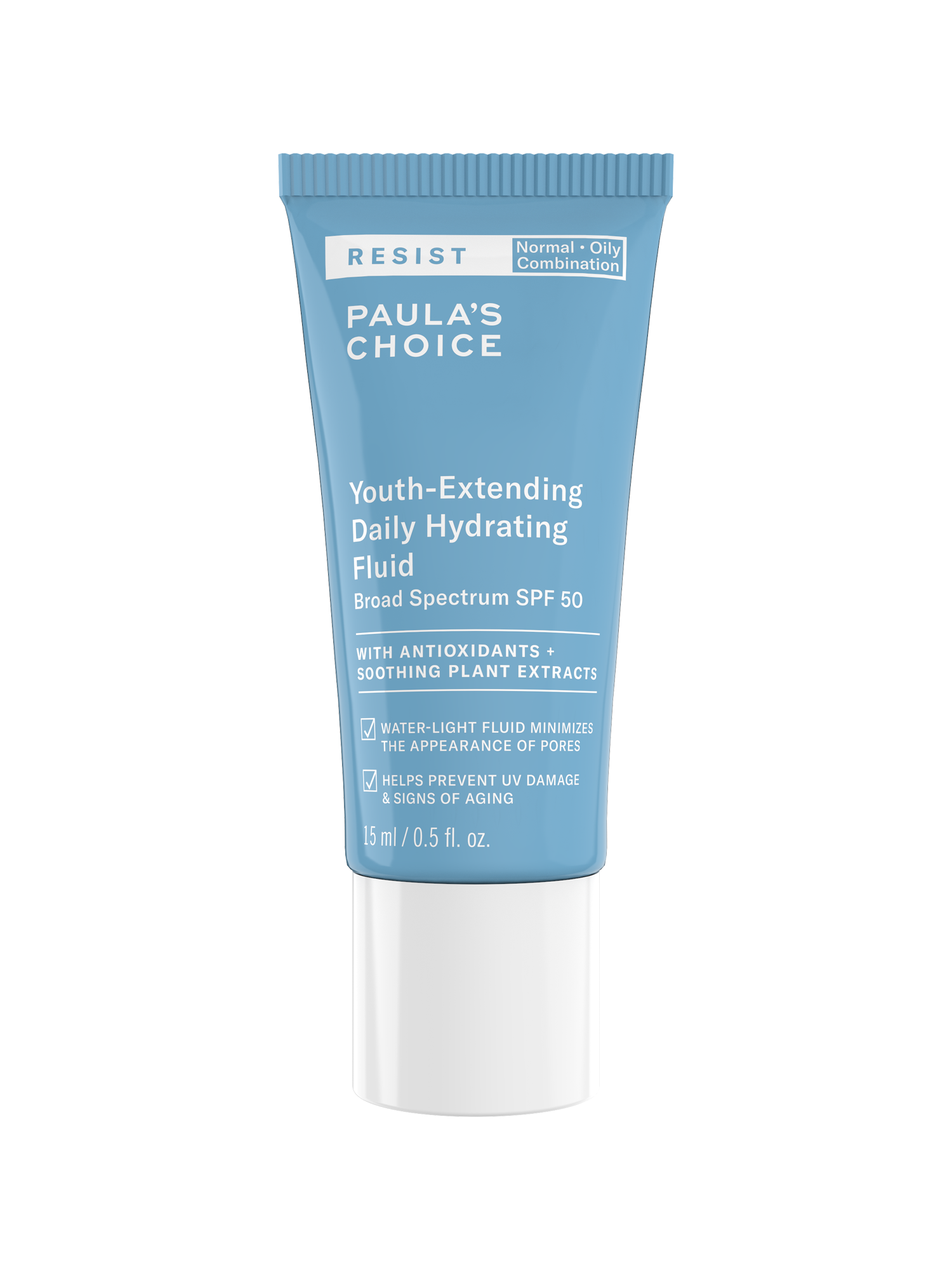 Paulas Choice Resist Youth-Extending Daily Hydrating Fluid Spf 50 Moisturizer Travel Size 13$